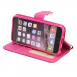 Wholesale iPhone 7 Folio Flip Leather Wallet Case with Strap (Hot Pink)